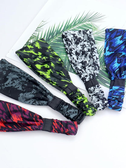 Headbands for Men, Sweat Bands Head Sports Hair Bands Elastic Head Bands Men Running Gym Accessories 5 Pack