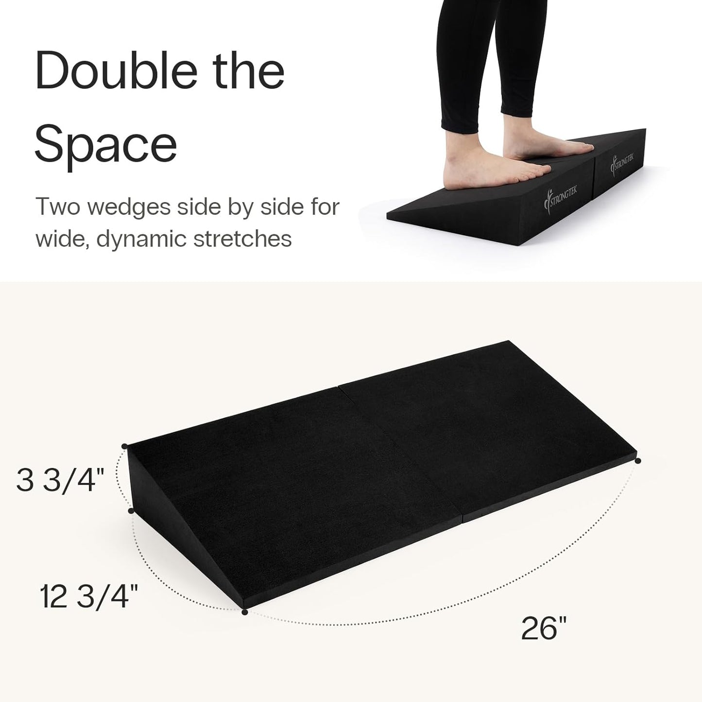 Yoga Wedge Blocks, XL Foam, 16.5°, 13 X 12.75 X 3.75 In, 2-Pack | Full-Foot Coverage, High-Density Support, Stacks for Storage, Heel and Calf Support, Squats, Stretching and Rehab