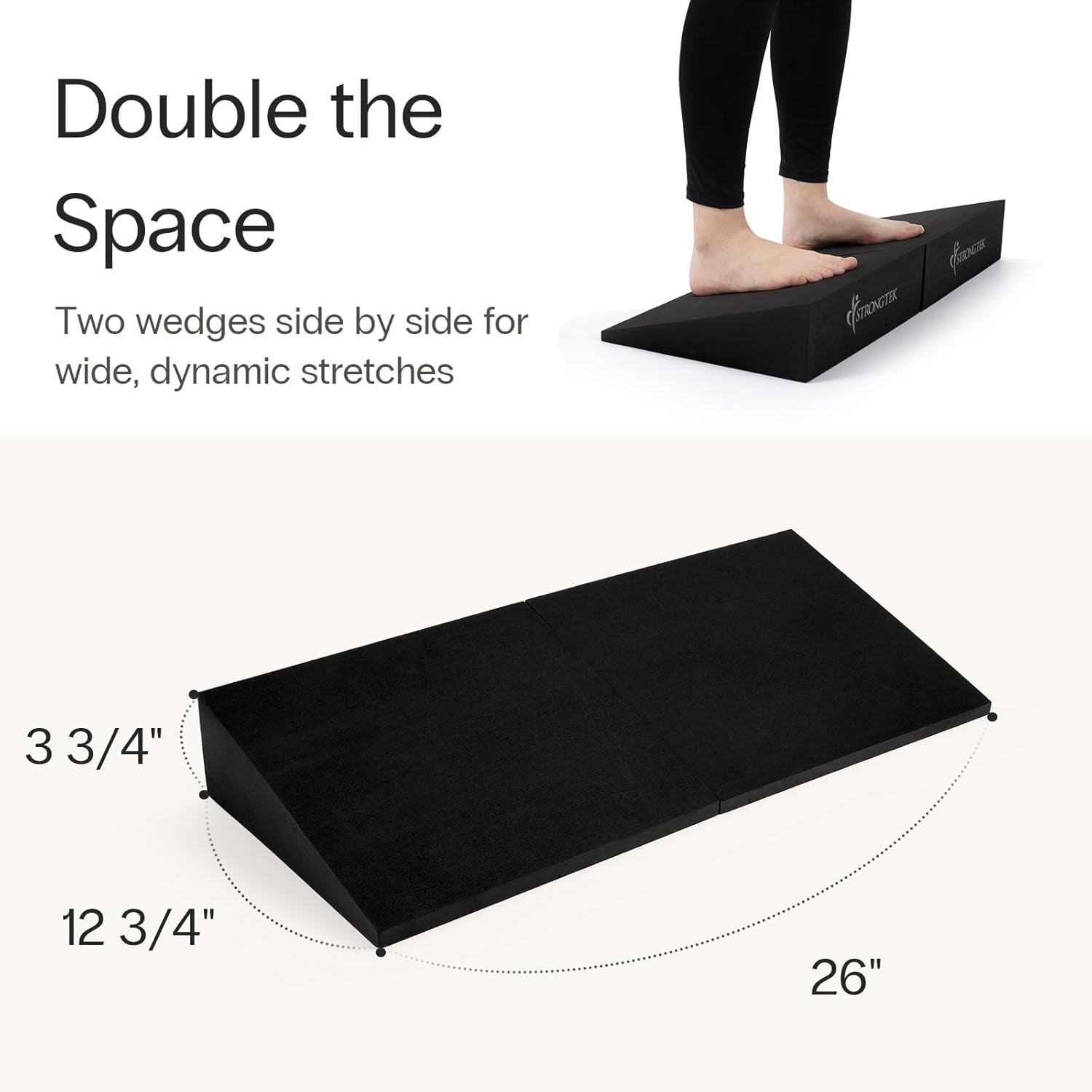 Yoga Wedge Blocks, XL Foam, 16.5°, 13 X 12.75 X 3.75 In, 2-Pack | Full-Foot Coverage, High-Density Support, Stacks for Storage, Heel and Calf Support, Squats, Stretching and Rehab
