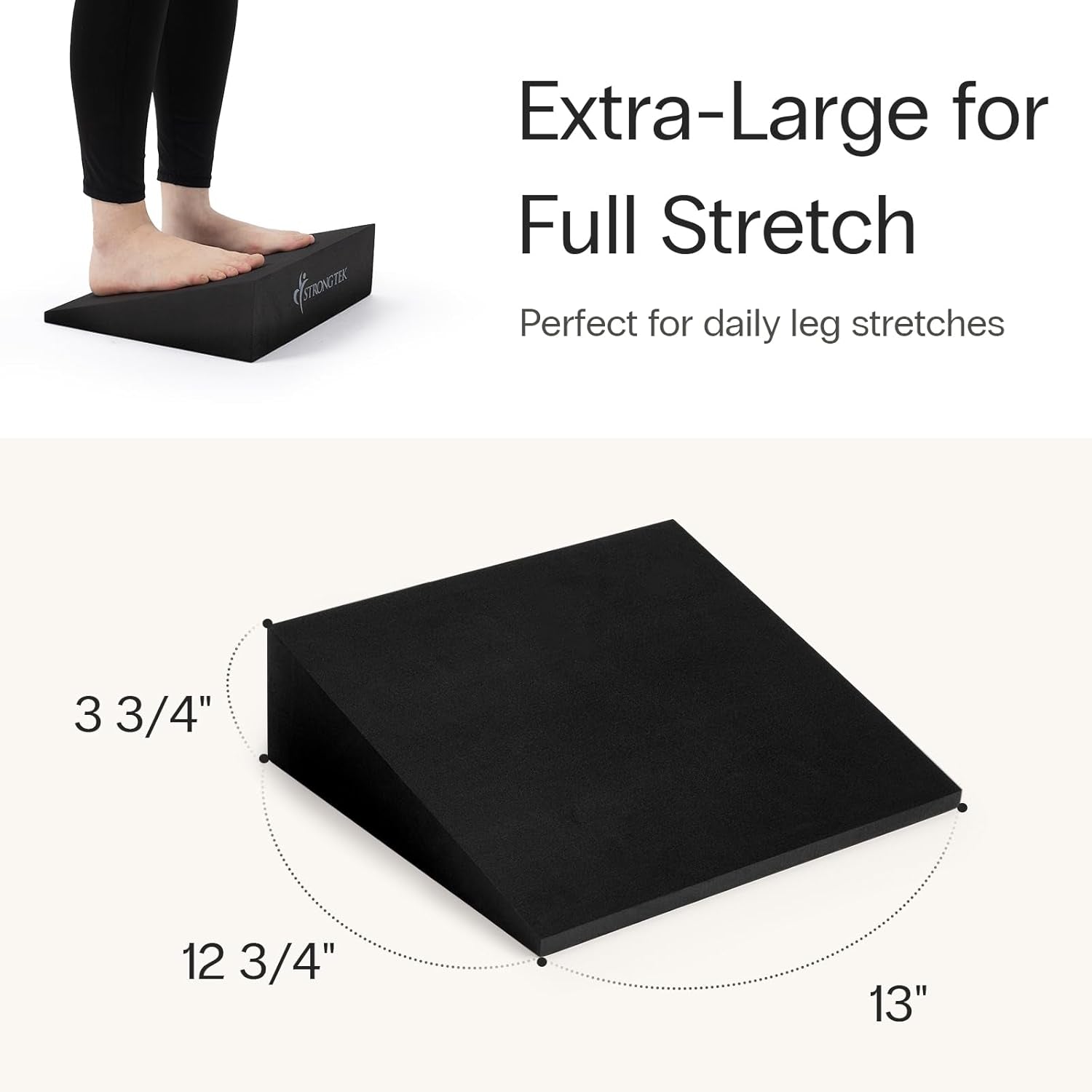 Yoga Wedge Blocks, XL Foam, 16.5°, 13 X 12.75 X 3.75 In, 2-Pack | Full-Foot Coverage, High-Density Support, Stacks for Storage, Heel and Calf Support, Squats, Stretching and Rehab