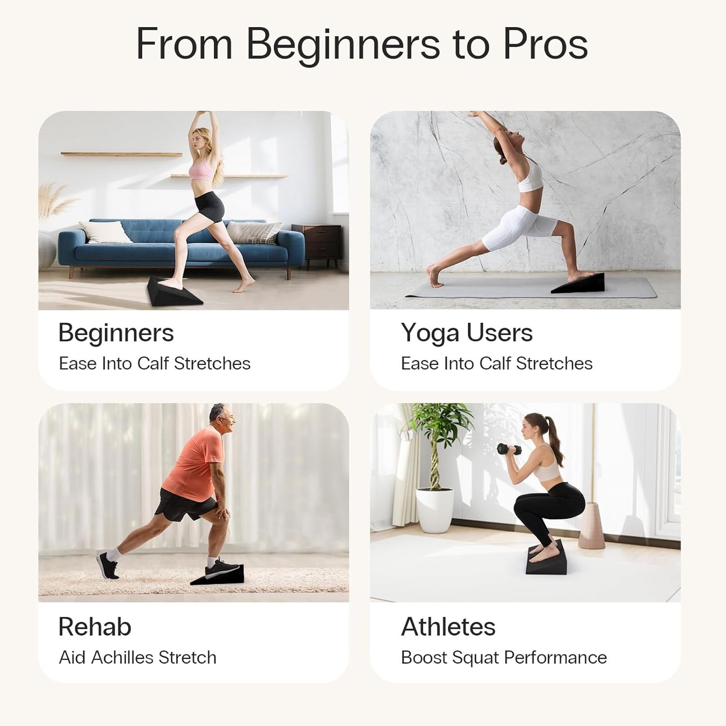 Yoga Wedge Blocks, XL Foam, 16.5°, 13 X 12.75 X 3.75 In, 2-Pack | Full-Foot Coverage, High-Density Support, Stacks for Storage, Heel and Calf Support, Squats, Stretching and Rehab