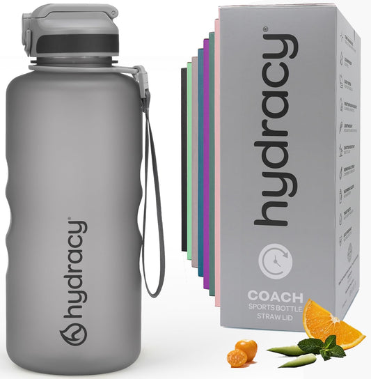 Motivational Water Bottle with Time Marker and Straw Lid 2 L | Leakproof,Bpa Free Tritan,No Sweat Neoprene Sleeve,Shatterproof,Carry Strap,Daily Intake Tracking for Fitness & Outdoors