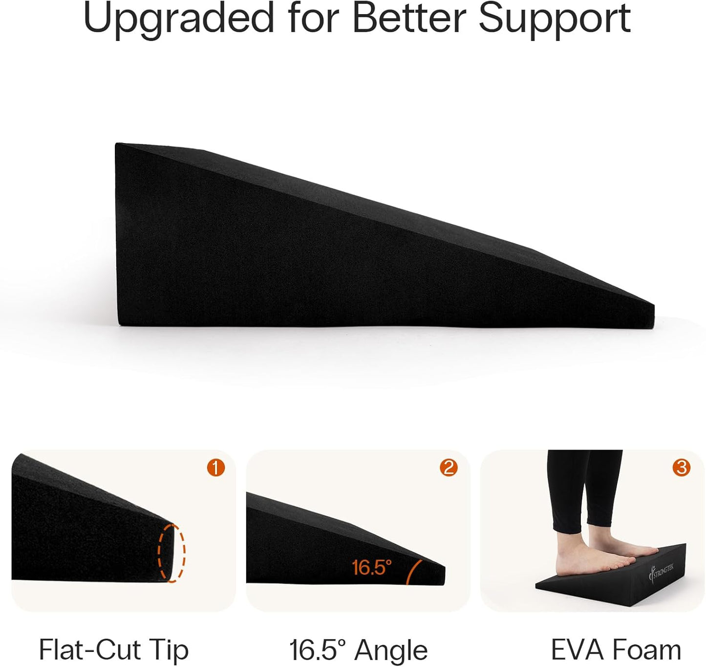 Yoga Wedge Blocks, XL Foam, 16.5°, 13 X 12.75 X 3.75 In, 2-Pack | Full-Foot Coverage, High-Density Support, Stacks for Storage, Heel and Calf Support, Squats, Stretching and Rehab