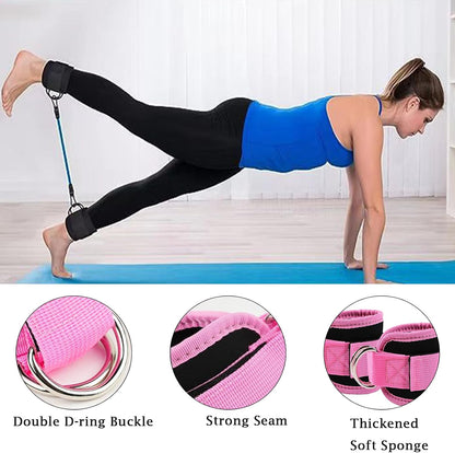 Ankle Straps for Cable Machines, Gym Cuffs with Double D-Ring, Weight Lifting Leg Workout Attachment, Kickback Ankle Straps